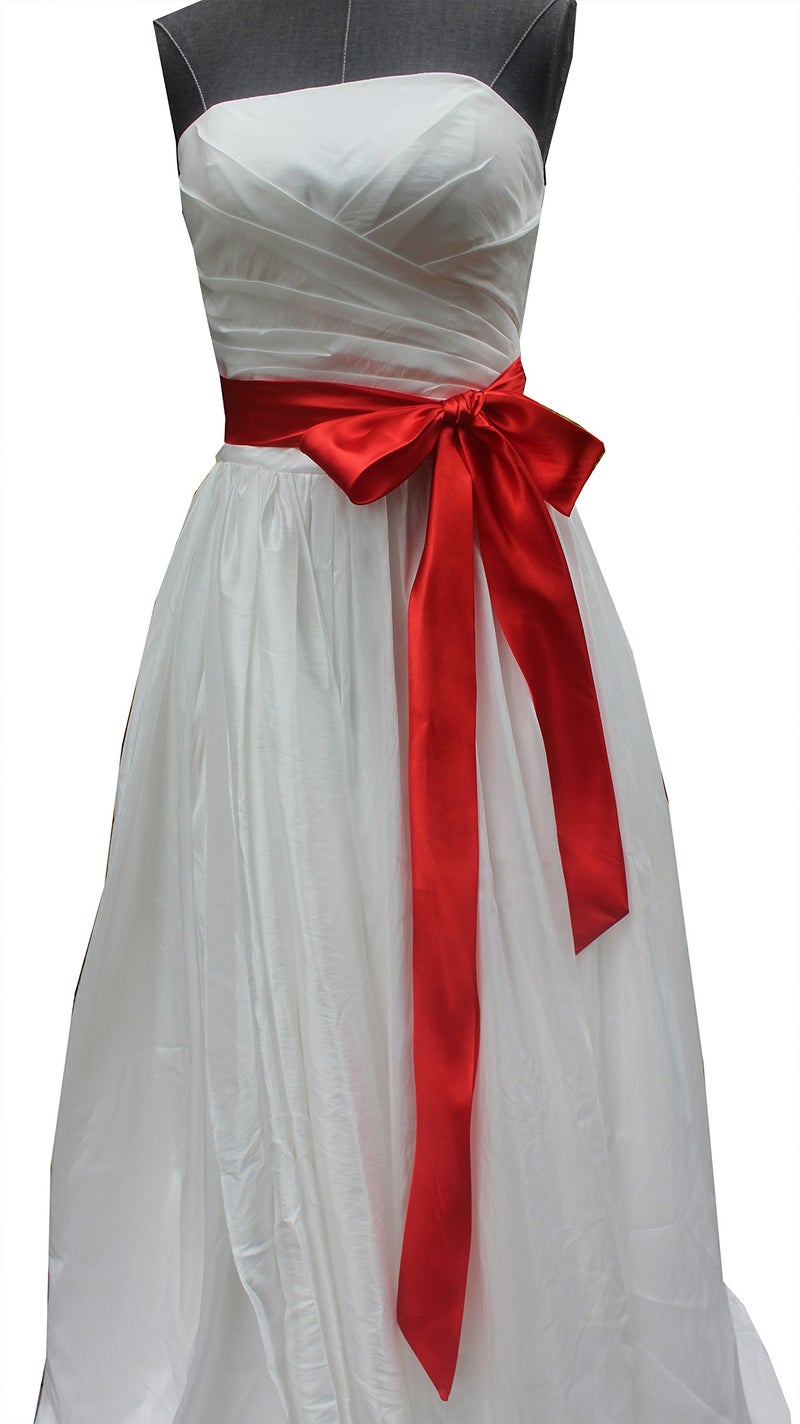 NANIA Wedding satin sash belt for special occasion dress bridal sash (Red) - Image 2